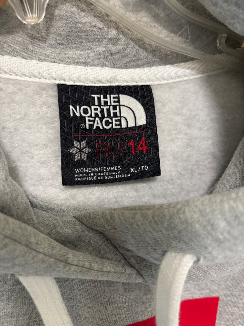 The North Face Light Heather Gray red white blue hoodie xL - Picture 2 of 4
